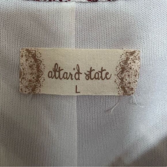 Altar’d State Maroon/White Striped Peasant A-Line Dress Size Large - Picture 6 of 8